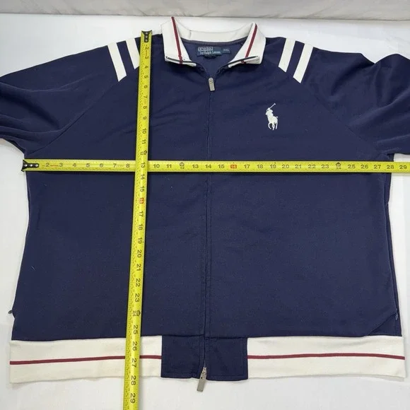 Polo Ralph Lauren Mens XXL Full Zip Blue White Track Jacket Pony Preppy - Picture 12 of 13